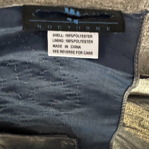 Sue Wong Scarf Dress Metallic Shiny Green Gray Shawl Hand Beaded Large #1 - Picture 4 of 16